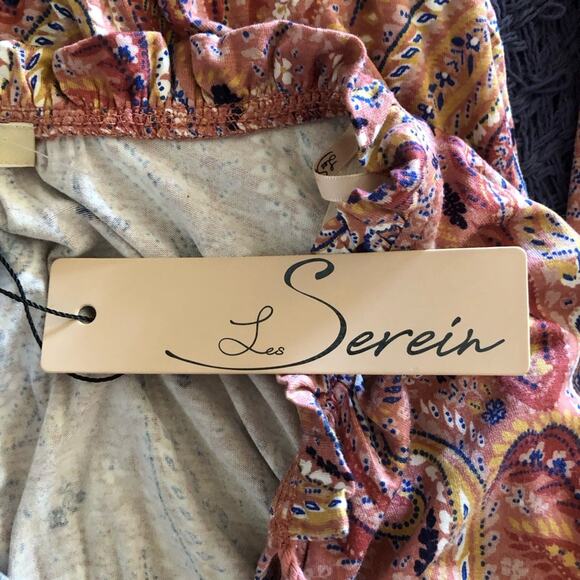 Les Serein NWT Locarno Peplum Mauve Paisley Tassel String Boho Blouse Size Large - Picture 9 of 11